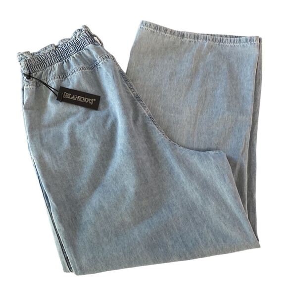 Blank NYC Stand Strong High Rise Paperbag Wide Leg Jean Elastic Waist Cotton - Picture 15 of 16